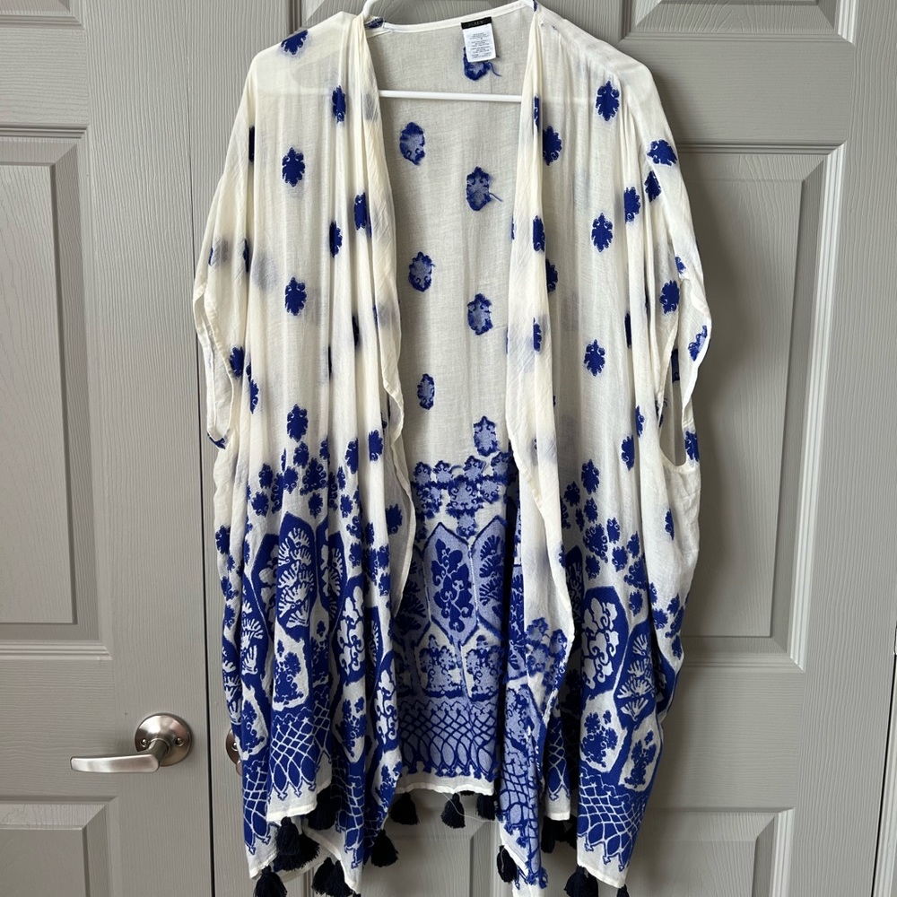J. Crew Blue and White Swim Coverup
